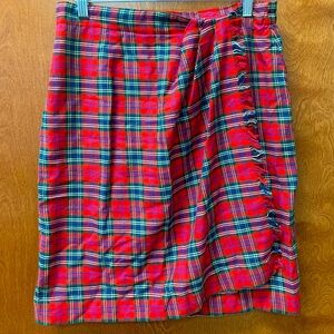 4 for $20 Vintage Talbots red plaid faux wrap skirt size 10